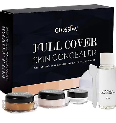 Glossiva Full Cover Skin Concealer - For Tattoos Scars Birthmarks Vitiligo • $19.55