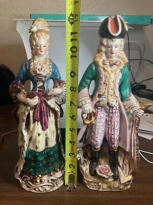 A French Provincial Couple Bisque Figures Made In Japan 12 In Tall Free Shipping • $150