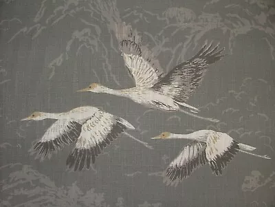£20 • Buy Laura Ashley Animalia Steel Grey Crane Bird Fabric Curtain Upholstery Cushion