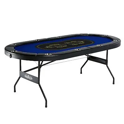 $554.83 • Buy 10 Player Foldable Poker Table Felt Top Cushioned Armrests Easy Storage Portable