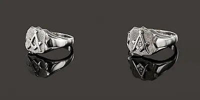 £97.92 • Buy Craft Square And Compass Shield Masonic Ring Hallmarked Silver With G Or Without