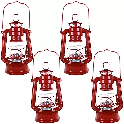 4 Vintage Railroad Kerosene Oil Outdoor Portable Camping Lantern Light 8  Red • $34.95