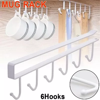 6Hooks Iron Under Shelf Hook Kitchen Cupboard Cabinet Mug Holder Cup Rack Hanger • $7.49