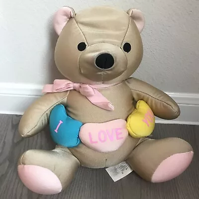 Moshi Microbead 14” Bear Plush Pillow Micro Bead I Love You Hearts PRELOVED! • $23.99