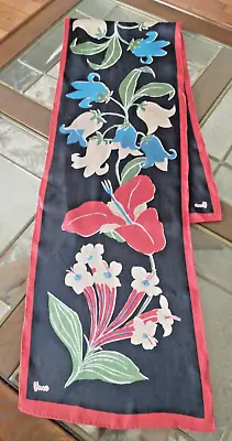 Vintage VERA NEUMANN Silk Scarf W/Bold Florals Long 11 X 54” Hand Rolled • $18