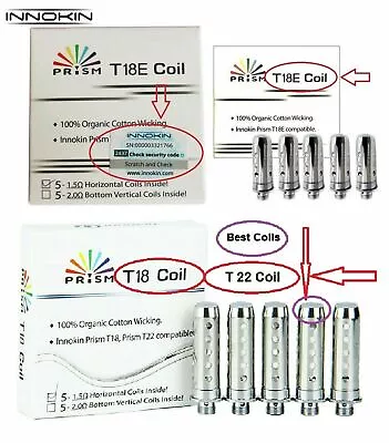 INNOKIN T18E / T22E COILS Replacement Prism Endura Coil Heads UK SELLER • £3.18