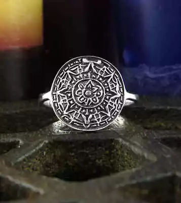 Round Mandala Oxidized Ring Meditation Sacred Geometry Wh046 • $26.83