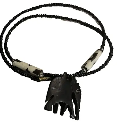 NEW Elephant Pendant Necklace Black Bead Handmade African MAASAI Tribal Jewelry • $17.75