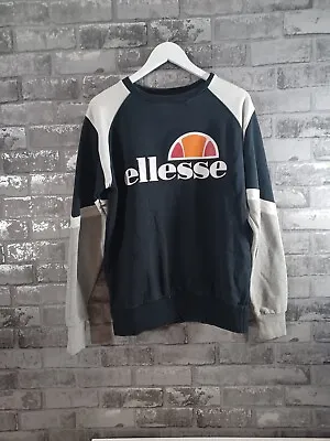 £10 • Buy Ellesse Ladies UK 12 Black Grey Jumper Logo Top Used Sweater Pullover