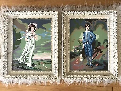 20  Vintage MID-CENTURY Paint By Number PINKIE & BLUE BOY Framed MOD KITSCH Pair • $150