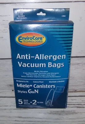 EnviroCare HEPA Vacuum Bags For Miele AirClean GN - 5 Bags 2 Filters - C204 • $7.59