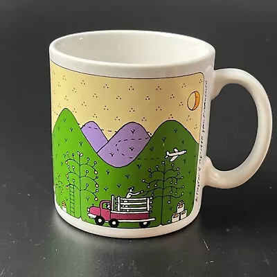 Vtg 80's Taylor & Ng Coffee Mug Farm Truck Mountains Orchard Fruit Pickers Japan • $21.99