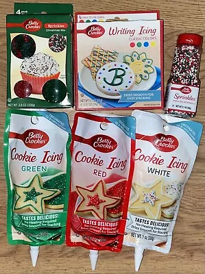 BETTY CROCKER COOKIE ICING Christmas Colors LOT OF 9* FREE SHIPPING • £28.37