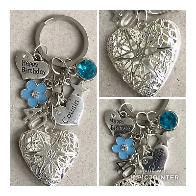 16th 18th 21st Birthday Gift. Blue. Heart Locket. Keyring. 30th. 40th. • £4.79