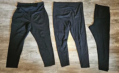 Maternity Lot Of 3 Dress Pants And Leggings Womens Size XL Black • $5.60