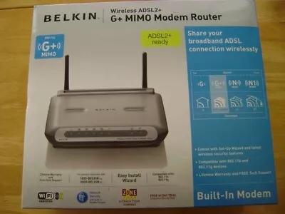 BELKIN  ADSL2+Modem With Wireless G+ MIMO Router • $50