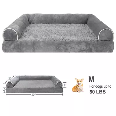 Soft Medium Dog Bed Orthopedic Foam Pet Mattress With Removable Bolster Cover • $29.99