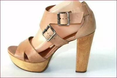 MINELLI Pumps Sandals Light Brown Leather T 40 TTBE • $51.35