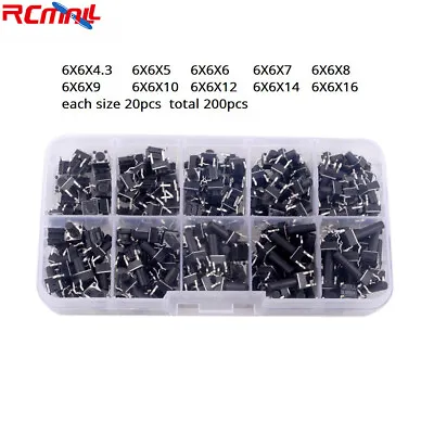 $10.98 • Buy 200pcs 6x6mm 10Size Micro Momentary Tactile Push Button Tact Switch For Arduino