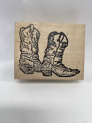 Cowboy Boots Wood Rubber Stamp By Bear Rubber Stamps 2.5” X 2” • $5.90