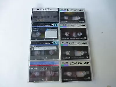 Lot Of 8 SONY / Maxell Tapes 8mm Metal MP-120MP 120min Cassette Video 8 USED • $23.88