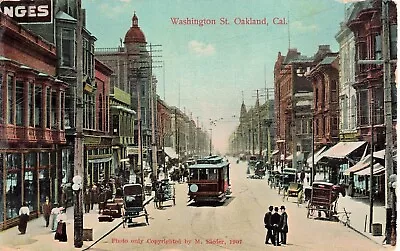 Trolley Horse Drawn Washington St. Oakland CA Postcard DV3 • $10