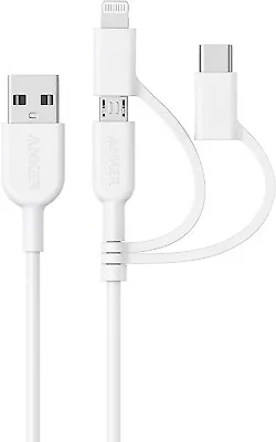 $23.15 • Buy Anker Powerline II 3-in-1 Cable, Lightning/Type C/Micro USB Cable For IPhone 3ft