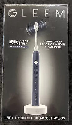 GLEEM Rechargeable Toothbrush NAUTICAL W/ Travel Case Charging Base Black • $9.99
