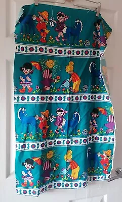 Vintage 70s Childrens Groovy Striped Cotton Fabric 97cm X 59cm G27 • £14.95