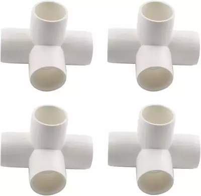 1/2  4 Way PVC Fitting Furniture Grade Pipe Elbow Connector For DIY P • $15.49
