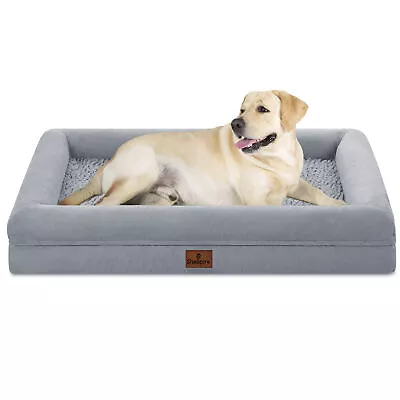 Gray Orthopedic X-Large Dog Bed Pet Sofa W/ Removable Cover Memory Foam Bolster • $35.99