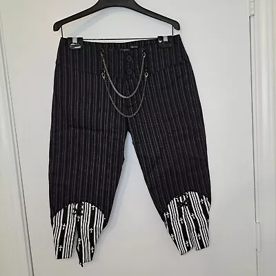 Dead Threads Gothic Capri Vampire Victorian Chain High Low Stripe Cross Pants M • $60