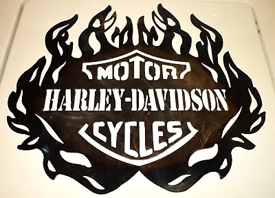 Handmade Steel Stencil Motor Harley Davidson Cycle In Flames Never Used • $75