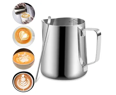 $14.47 • Buy Milk Frothing Pitcher Stainless Steel Espresso Steaming With Art Pen 350ML /12OZ