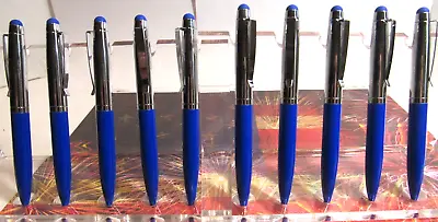 Lot Of 10 Blue  Terzetti Mini Metal Pocket Ballpoint Pens+ Conductive Tips • $12.99