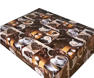 Pvc Table Cloth Oilcloth Vinyl Table Cover Wipe Clean Protector Coffee • £5.50