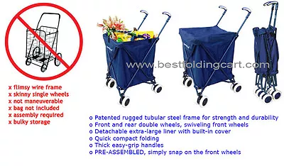 The Original Patented Versacart Transit Folding Shopping And Utility Cart Navy • $79.95