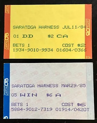 Saratoga Harness Raceway OTB Tote Tickets 2 FREE S/H • $10.25