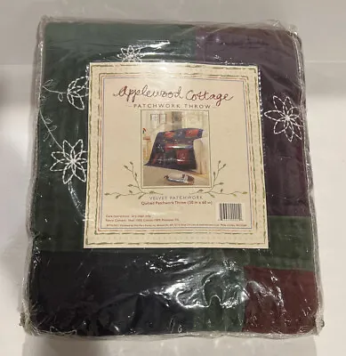 NEW OTHER Velvet Patchwork Throw (RN-52459) 50x60” By Applewood Cottage • $34.99