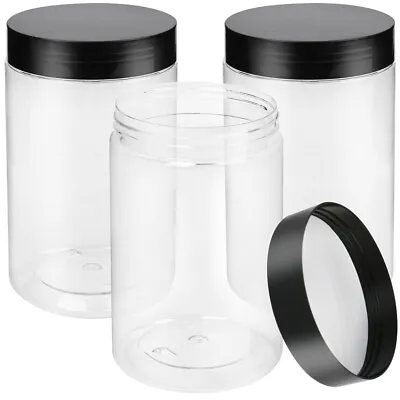 3PC Clear Large 27oz Plastic Jars Sample Container Spice Food Storage Organizing • $8.54