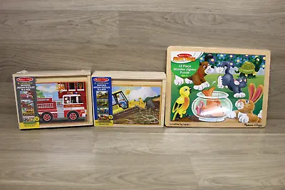 Lot Of 3 Melissa And Doug Wood Children's Puzzles • $19.97