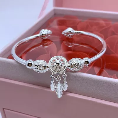 925 Silver Dreamcatcher Flower Bracelet Cuff Bangle Women Wedding Jewellery Gift • $5.18