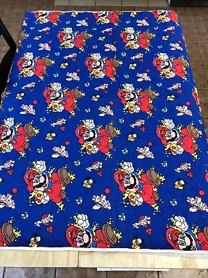 Fabric Panel Mario Kids Video Game Fabric 44” X 35” Backing Quilted Boy Blue • $10