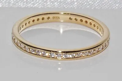 9ct Gold On Silver Diamond Full Eternity Ring Sizes J To V - Simulated Diamond • £19.95