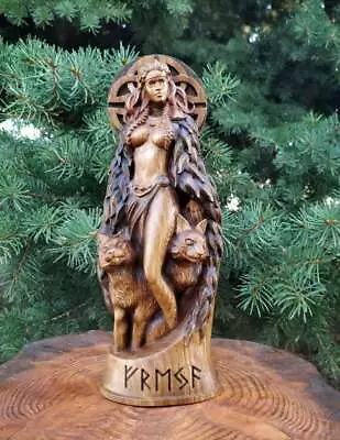 $121.99 • Buy Unique Style Freya Statue Viking God Wood Carving Altar Sculpture Pagan Paganism