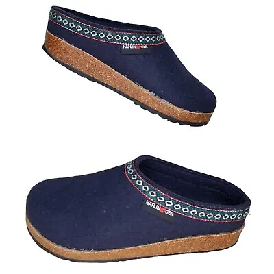 £38.44 • Buy Haflinger Grizzly Slippers Mules Size 38 Blue Wool Felted Clogs US 7 Germany