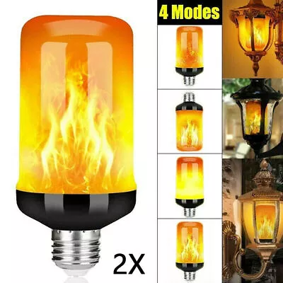 2Pcs E27 LED Flicker Flame Lamp Bulbs Burning Fire Effect Simulated Lights UK • £8.99