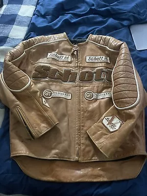 Schott Formula One Pro Racing Motorcycle Leather Jacket Vintage XXXL • $200