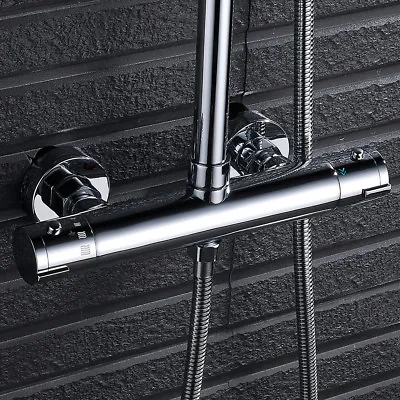 £37.99 • Buy Chrome Bathroom Thermostatic Shower Mixer Valve Bar Taps Twin Outlet Brass Bar