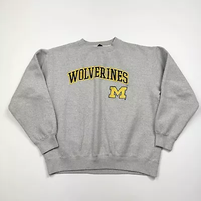 VTG 90’s NCAA Michigan Wolverines Pullover Crewneck Sweatshirt Size Large • $34.99